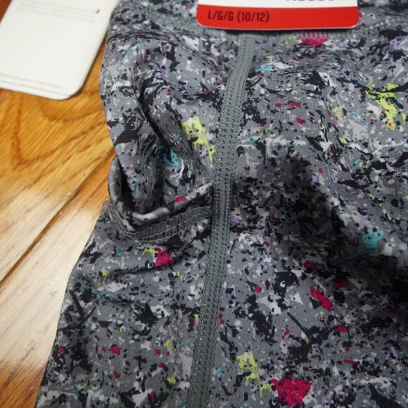 REEBOK Girls Youth 10/12 Athletic Gym Workout Leggings Pants Gray Pink - Picture 2 of 7